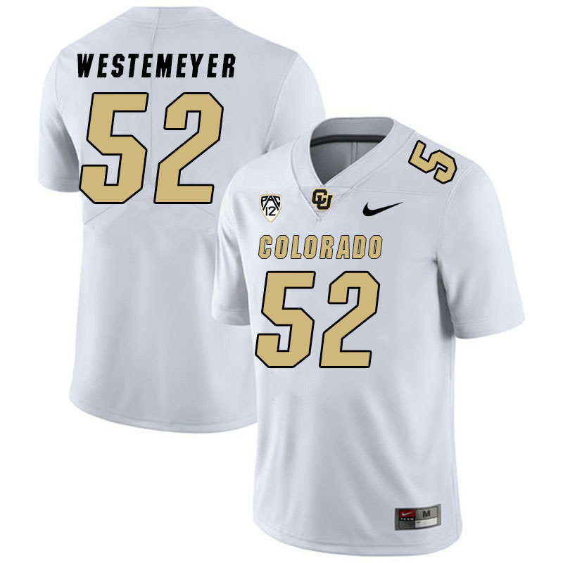 Men #52 Owen Westemeyer Colorado Buffaloes College Football Jerseys Stitched Sale-White - Click Image to Close